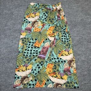 VTG Breeches Rayon Skirt Floral‎ Dotted Painting Boho Cottagecore Sz 14 USA Made